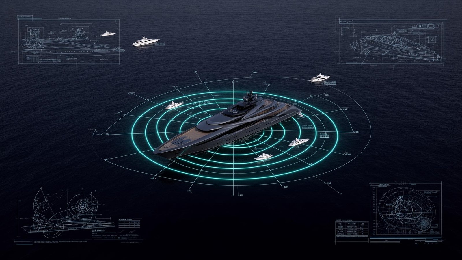 Radar tracking visualization with detected vessels around an autonomous yacht
